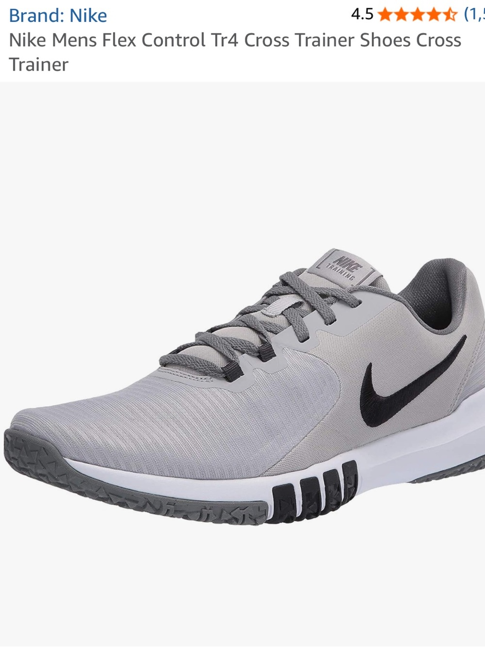 Nike Mens Flex Control TR4 Training Shoe, Grey/Black, size 13
